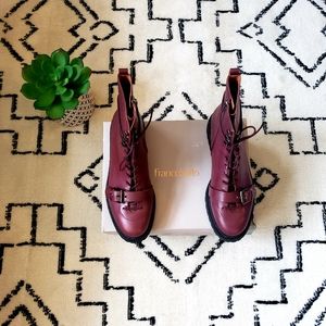 FRANCO SARTO - Gorgeous BURGUNDY Leather Combat Boots! WHOA!!!